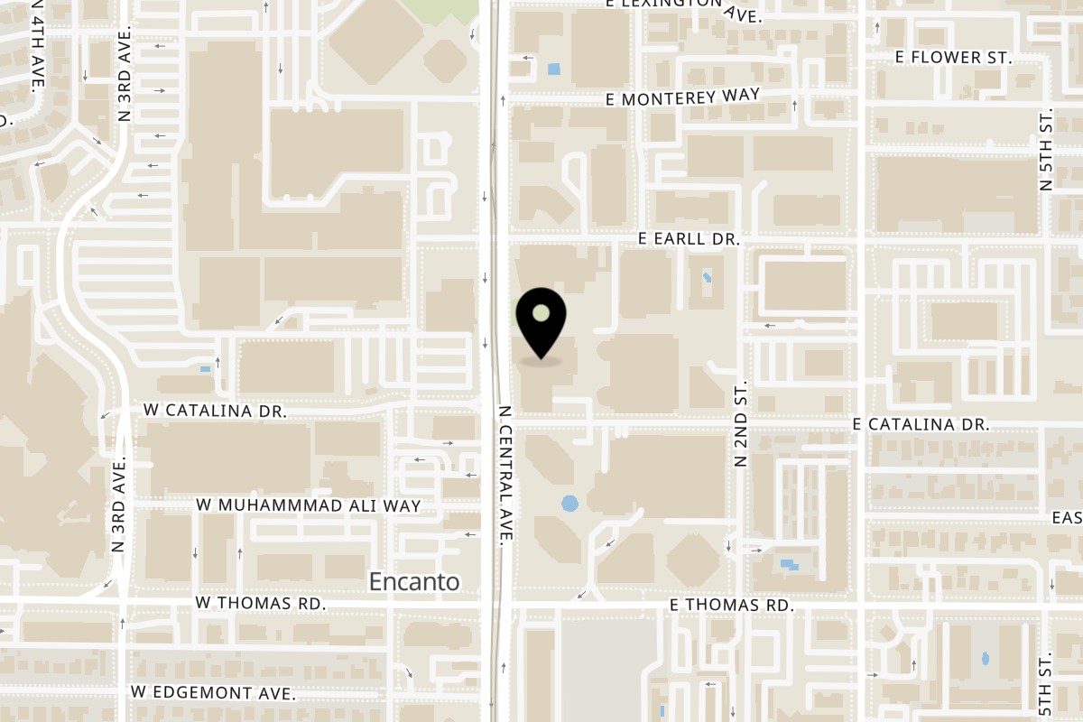 Map showing the location of Cranberry Hills Deli & Catering on 3003 N Central Ave #118 in Phoenix